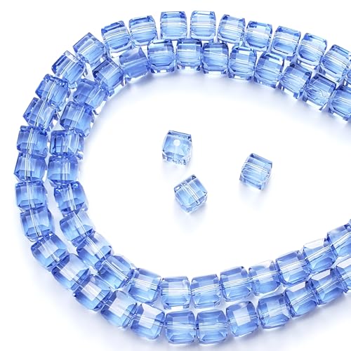 Chengmu Würfelförmige Glasperlen zur Schmuckherstellung, 450 Stück, facettierte, quadratische Kristallperlen für Armband, Halskette, Ohrringe, Hellblau Chengmu Würfelförmige Glasperlen zur Schmuckherstellung, 450 Stück, facettierte, quadratische Kristallperlen für Armband, Halskette, Ohrringe, Hellblau von chengmu