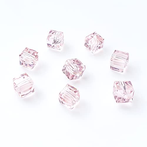 Chengmu Würfelförmige Glasperlen zur Schmuckherstellung, 450 Stück, facettierte, quadratische Kristallperlen für Armband, Halskette, Ohrringe, Hellrosa von chengmu