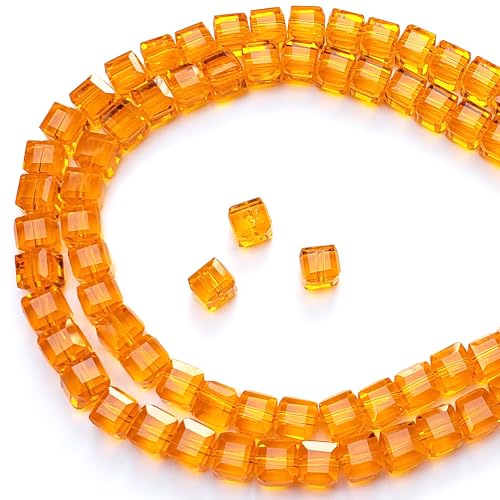 Chengmu Würfelförmige Glasperlen zur Schmuckherstellung, 450 Stück, facettierte, quadratische Kristallperlen für Armband, Halskette, Ohrringe, Orange Chengmu Würfelförmige Glasperlen zur Schmuckherstellung, 450 Stück, facettierte, quadratische Kristallperlen für Armband, Halskette, Ohrringe, Orange von chengmu