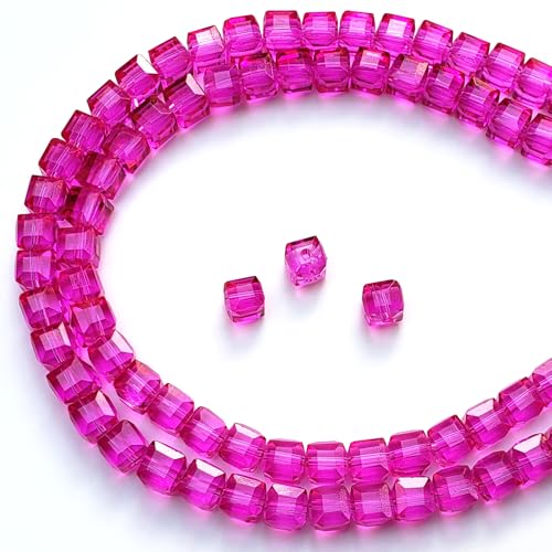 Chengmu Würfelförmige Glasperlen zur Schmuckherstellung, 450 Stück, facettierte, quadratische Kristallperlen für Armband, Halskette, Ohrringe, Rosarot Chengmu Würfelförmige Glasperlen zur Schmuckherstellung, 450 Stück, facettierte, quadratische Kristallperlen für Armband, Halskette, Ohrringe, Rosarot von chengmu