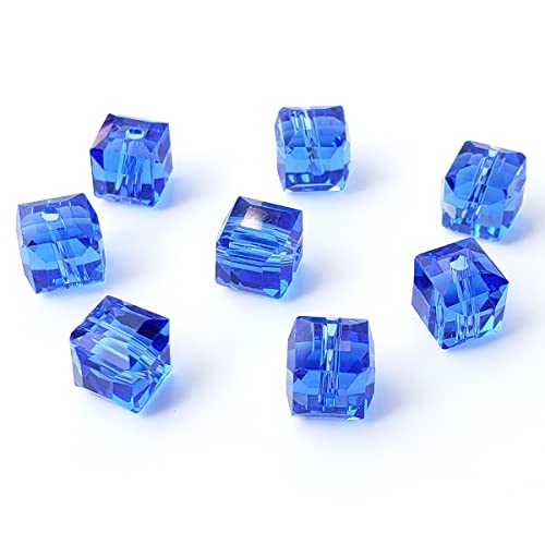 Chengmu Würfelförmige Glasperlen zur Schmuckherstellung, 450 Stück, facettierte, quadratische Kristallperlen für Armband, Halskette, Ohrringe, Saphirblau Chengmu Würfelförmige Glasperlen zur Schmuckherstellung, 450 Stück, facettierte, quadratische Kristallperlen für Armband, Halskette, Ohrringe, Saphirblau von chengmu