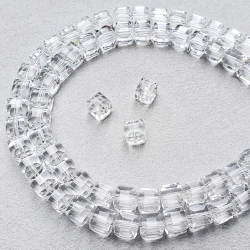 Chengmu Würfelförmige Glasperlen zur Schmuckherstellung, 450 Stück, facettierte, quadratische Kristallperlen für Armband, Halskette, Ohrringe, Weiß Chengmu Würfelförmige Glasperlen zur Schmuckherstellung, 450 Stück, facettierte, quadratische Kristallperlen für Armband, Halskette, Ohrringe, Weiß von chengmu