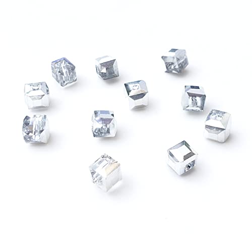 Chengmu Würfelförmige Glasperlen zur Schmuckherstellung, 450 Stück, facettierte, quadratische Kristallperlen für Armband, Halskette, Ohrringe, silberfarben Chengmu Würfelförmige Glasperlen zur Schmuckherstellung, 450 Stück, facettierte, quadratische Kristallperlen für Armband, Halskette, Ohrringe, silberfarben von chengmu