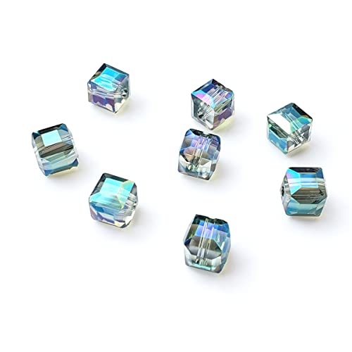 Chengmu Würfelförmige Glasperlen zur Schmuckherstellung, 450 Stück, facettierte, quadratische Kristallperlen für Armband, Halskette, Ohrringe, transparentes Grün, 450 Stück Chengmu Würfelförmige Glasperlen zur Schmuckherstellung, 450 Stück, facettierte, quadratische Kristallperlen für Armband, Halskette, Ohrringe, transparentes Grün, 450 Stück von chengmu