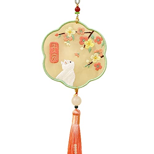 Stickset inklusive Stickrahmen, Farbfäden, Anleitung (evtl. nicht in deutscher Sprache), Talismane, handgefertigtes Amulett, chinesische Malerei, DIY-Anhänger-Set mit Kette von chengzui