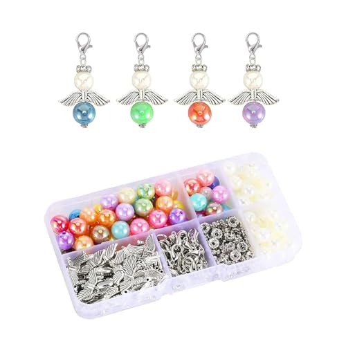 50 Sets Schutzengel anhänger Selber, Selber Machen Engel Charm Mini engelchen Geschenke, Schutzengel Anhänger Schutzengel Schlüsselanhänger charms anhänger perlen engel bastelset (400PCS) von chenxichuzhao