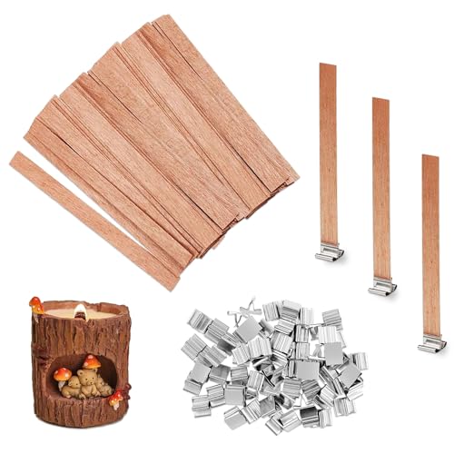 CHENYU 80 Stück Holz Kerzendocht Set Kerzen Docht mit 80 Eisenständer Holz Kerzendochte 13 X 130mm Holzdocht Umweltfreundliche Holzdochte für Kerzen für Kerzenherstellung DIY Handwerk CHENYU 80 Stück Holz Kerzendocht Set Kerzen Docht mit 80 Eisenständer Holz Kerzendochte 13 X 130mm Holzdocht Umweltfreundliche Holzdochte für Kerzen für Kerzenherstellung DIY Handwerk von chenyu