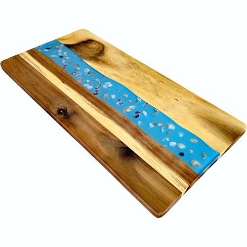 chicapica Rechteckiges Serviertablett aus Akazienholz, 40,6 cm, dekoratives Tablett aus Naturholz, Epoxidharz, Tablett für Couchtisch, lange rechteckige Ottomane, Servierplatte für Heimdekoration chicapica Rechteckiges Serviertablett aus Akazienholz, 40,6 cm, dekoratives Tablett aus Naturholz, Epoxidharz, Tablett für Couchtisch, lange rechteckige Ottomane, Servierplatte für Heimdekoration von chicapica
