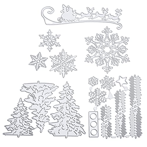 9Stück Stanzschablone Set Stanzformen Schneeflocken Weihnachtsbaum Rentier Reh Prägeschablonen Prägung Schablone Stanzschablonen für Weihnachten DIY Scrapbooking Papier Karten Foto Album Kunst Basteln von chinping