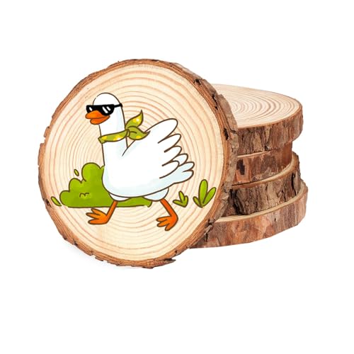 chiquieray 5 Stücke Holzscheiben, 14-15cm Baumscheiben mit Rinde, Baumscheiben Tischdeko, Runde Naturholz Baumscheiben,Holzscheiben Deko,Unvollendete Holzkreise, für DIY, Weihnachten Dekoration von chiquieray