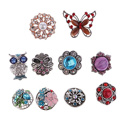 10 Designs Crystal 18mm Snap Button Partnerbeads Charm Bracelet Snap Jewelry von chiwanji