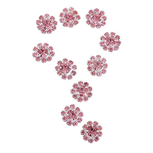 10 Feine Flatback Strass Buttons10mm DIY Verzierungen, Rosa, 1 cm von chiwanji