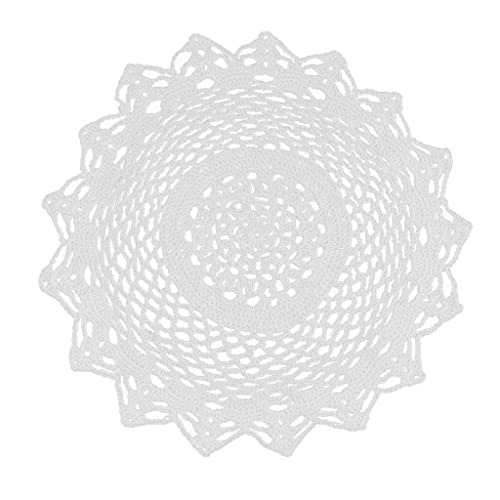 chiwanji Hand gehäkelte Deckchen, Weiße Runde Häkelspitze Doily, 1 Stk, 30cm Durchmesser von chiwanji