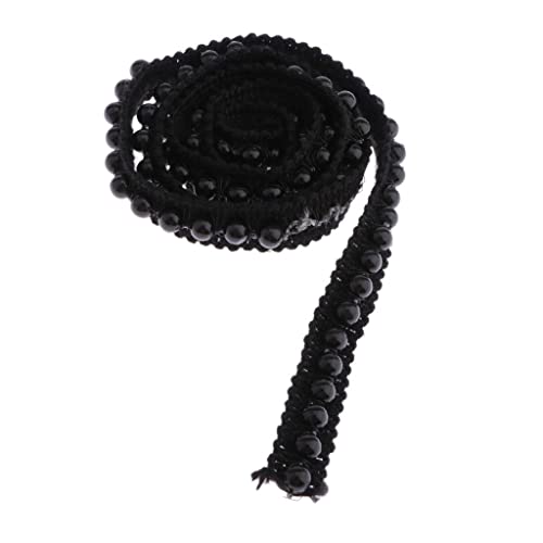 91cm Perlen Perlenbesetzt Spitzen Band Bordüre zum schneidern Basteln Zubehör, 1 1 cm, Schwarz von chiwanji