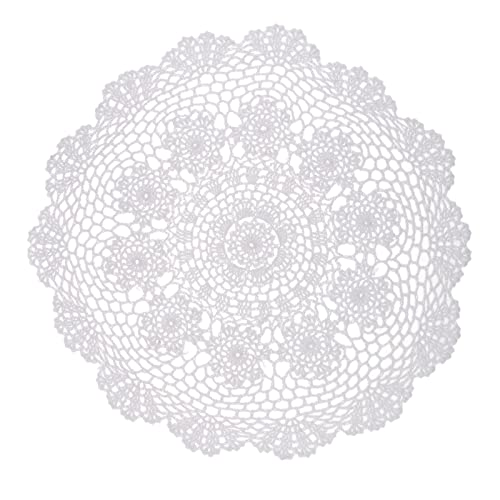 chiwanji Häkeldeckchen Spitzendeckchen Tischdecke Weiss Handarbeit, Weiß, 50 cm von chiwanji