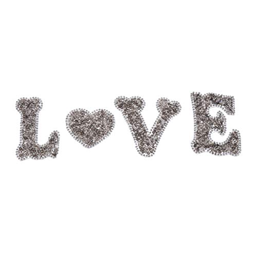 Hotfix Bügelmotiv Strassmotiv - LOVE Liebe Herz, Applikation zum Aufbügeln, Aufnäher Patches Bügelbilder Sticker Strass zum aufbügeln von chiwanji