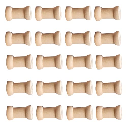 chiwanji 20 Garnspule Holzspule Dekospule Spule Holz Rundspulen Garnrollen, 17x27mm von chiwanji