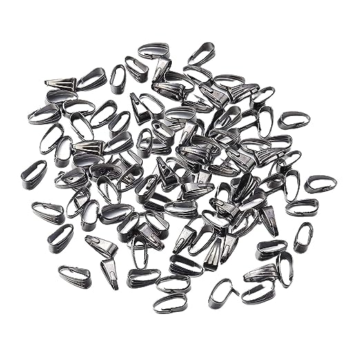 chiwanji 200 x Klemmbügel-Verbindungsstücke, Metallschnallen-Halskettenhaken, Schmuckzubehör, Klauenbügel-Klemmclip-Verschlüsse für DIY-Basteln und, Silber schwarz von chiwanji