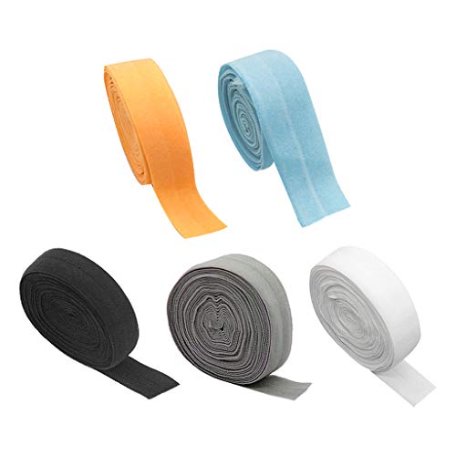 chiwanji 5er Pack elastisches Einfassband Falzgummi 20mm Elastisch Schrägband für Manschetten, Hosen, Shorts 10m/pc von chiwanji