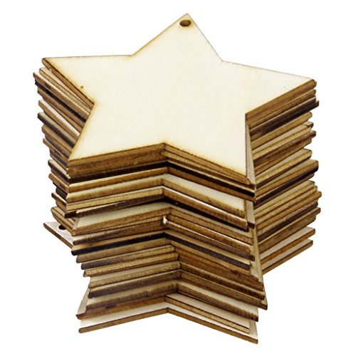 chiwanji Holzscheiben mit Loch zum Basteln Holzsterne Holz Verzierung Scheiben Sterne Dekoration von chiwanji