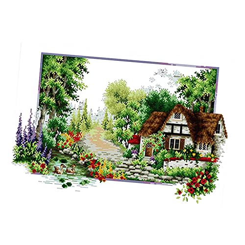 chiwanji Stickbild Landschaft Stickpackung vorgedruckt - Garten, Stitch, 50 x 33 cm von chiwanji