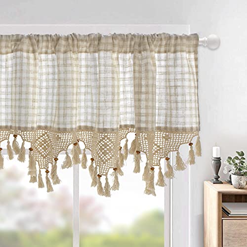 choicehot Handgehäkeltes-Scheibengardine-mit-Quasten Landhausstil Bistrogardine Baumwolle Leinen Kurzgardine Blickdicht Vorhänge Beige Fenstervorhang für Wohnzimmer Schlafzimmer 1 Stück 70×180cm choicehot Handgehäkeltes-Scheibengardine-mit-Quasten Landhausstil Bistrogardine Baumwolle Leinen Kurzgardine Blickdicht Vorhänge Beige Fenstervorhang für Wohnzimmer Schlafzimmer 1 Stück 70×180cm von choicehot