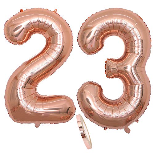 2 Luftballons Zahl 23, Nummer 23 Luftballon Rosegold Mädchen,40" Aufblasbar Helium Folienballon Roségold Ballons Figuren,Riesen ballon für Geburtstag Party Dekoration, Abschlussball (xxxl 100cm) von cholinchin