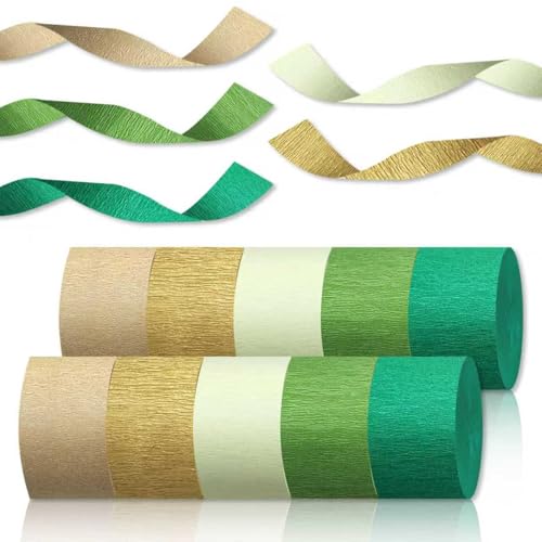 Chuanhylis 10 Rolls Krepppapier Grün, 5 Farben Crepe Papier, Gradient Green Crepe Paper für Partydeko, Frühlingsfeier, Geburtstagsdeko, Hochzeitsdekoration (4.5cm x 25m) von chuanhylis