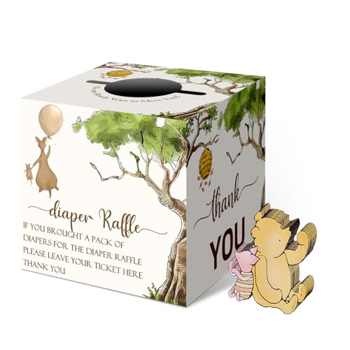 cidobi Winnie Babyparty-Dekoration, Windel-Verlosungsbox mit 50 Schreibkarten, The Pooh Windel-Tickets für Babyparty, Partyzubehör, 51 Stück cidobi Winnie Babyparty-Dekoration, Windel-Verlosungsbox mit 50 Schreibkarten, The Pooh Windel-Tickets für Babyparty, Partyzubehör, 51 Stück von cidobi