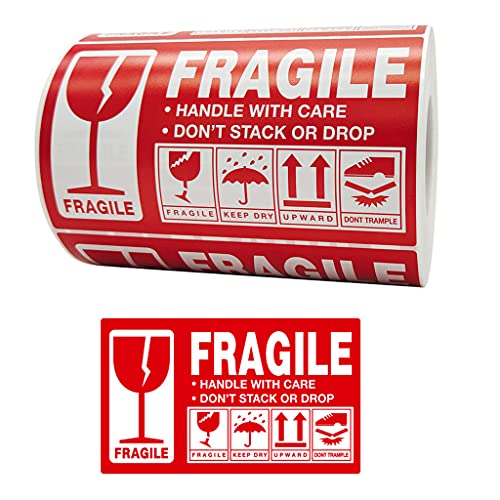 500pcs Fragile Stickers Warning Label Sticker Handle With Care Don't Stack Drop von cityfly