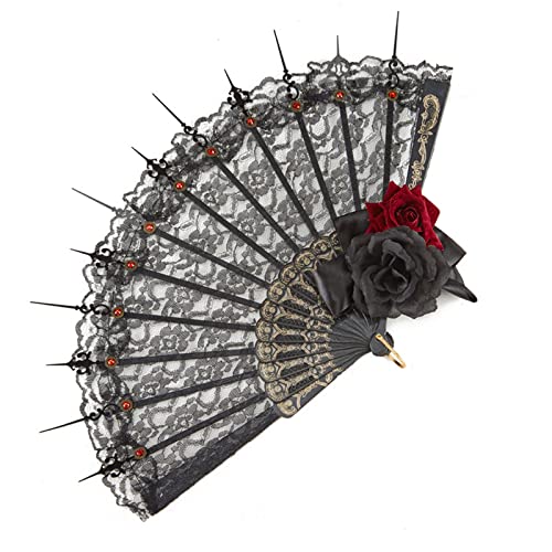 cityfly Vintage-Blumen-Strass-Design-Fächer Gothic Lolita-Handfächer Faltbarer Handfächer Spitzenfächer Bühnenaufführungsrequisiten Vintage-Handfächer viktorianisch für Frauen Faltbare Spitze cityfly Vintage-Blumen-Strass-Design-Fächer Gothic Lolita-Handfächer Faltbarer Handfächer Spitzenfächer Bühnenaufführungsrequisiten Vintage-Handfächer viktorianisch für Frauen Faltbare Spitze von cityfly