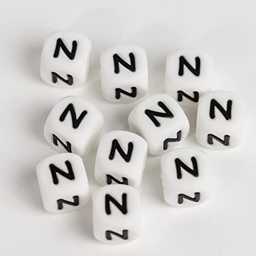 Silikon-Buchstabenperlen, 12 x 12 mm, quadratisch, 10 Stück, 10 Stück von ciukaun