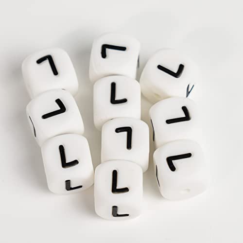 Silikon-Buchstabenperlen, 12 x 12 mm, quadratisch, 10 Stück, L, 10 Stück von ciukaun