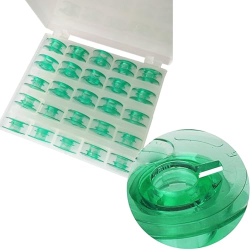 CKPSMS Marke -Wasserfarbene Spulen mit Gewindeloch Kompatibel mit Husqvarna Viking # 4123078-GS, 4131825-45,4125615-45 (25PCS/Box Green bobbins) von ckpsms
