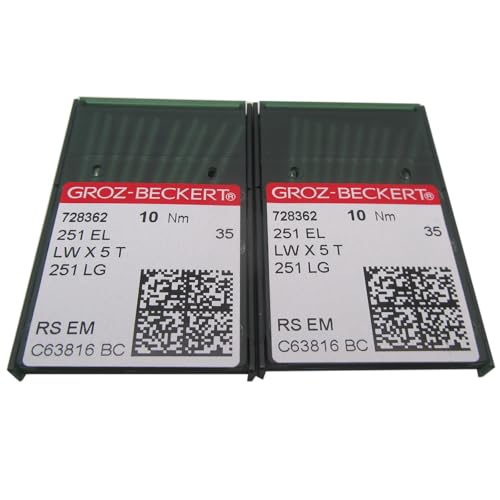 Groz-Beckert LWX5T 251EL 251LG Nadeln in ckpsms transparenter Kunststoffbox für industrielle Blindstichmaschinen (Nadelstärke 12/80), 20 Stück von ckpsms