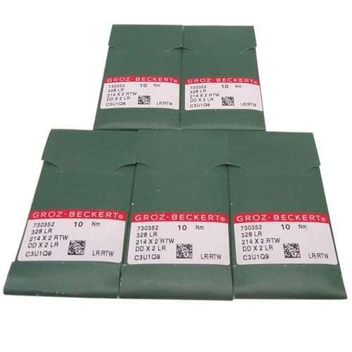 Groz-Beckert Nadeln, Groz-Beckert 328LR, 214X2RTW, DDX2LR Lederspitze, Industrienähmaschinennadeln in ckpsms transparenter Kunststoffbox (Nadelstärke: 24/180), 50 Stück von ckpsms
