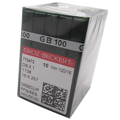 Groz-Beckert Nadeln – 100 Groz-Beckert DBX1 16X257 1738 Gebedur Titanium Nähmaschinennadeln (16/100) von ckpsms