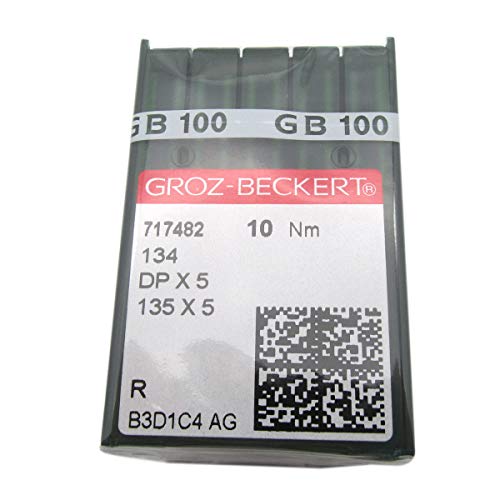Groz-Beckert Nadeln in CKPSMS, transparenter Kunststoffbox, 100 Groz-BECKERT-Nähnadeln, 135 x 5 DPX5, viele Größen (DPX5 16/100) von ckpsms