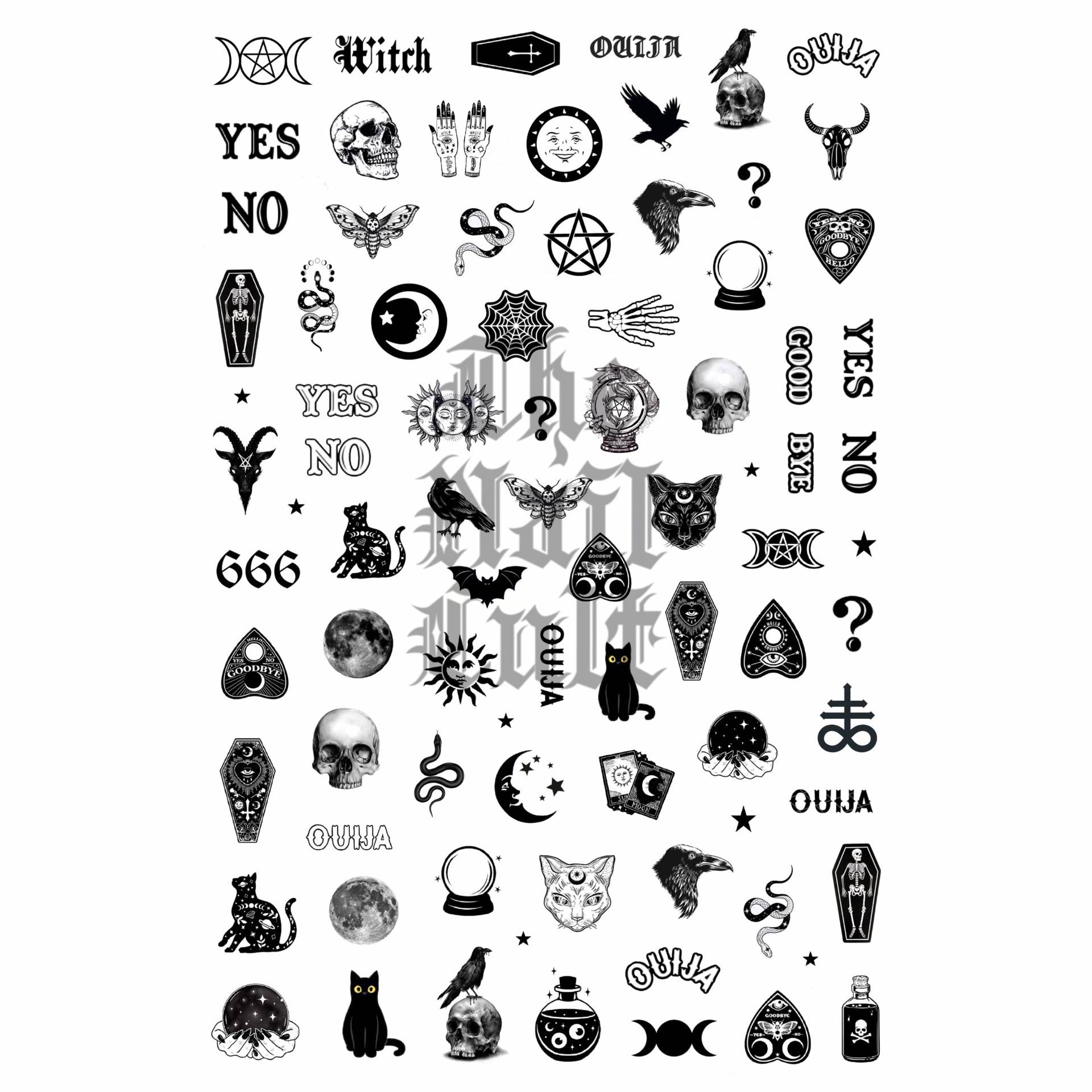 Gothic, Ouija Nail Sticker, Witchy, Ouija, Halloween, Art, Monde, Totenköpfe, Hexennägel, Gothic Art Decals, Witchcraft von clawedbygrace