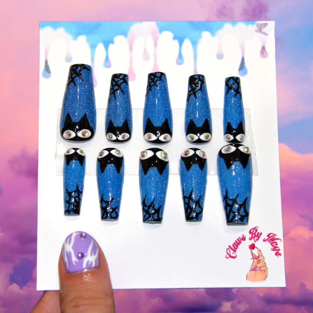 Katze Halloween Press On Nails von clawsbymags