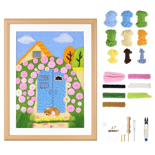 clberni Stanznadel-Set, Stanznadel-Stickset, Nadelfilz-Set, passender 30,5 x 40,6 cm Bilderrahmen zum Aufhängen an der Wand als Heimdekoration von clberni