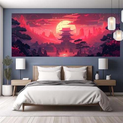 Diamond Painting Erwachsene Groß XXL 100x40cm Diamond Painting Japan, 5D DIY Malen Nach Zahlen Erwachsene Landschaft,Full Drill Cross Stickerei Bilder Malerei Basteln Kits, Wohnzimmer Zimmer Deko Y512 von clldy