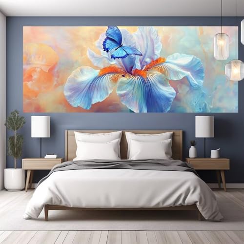 Diamond Painting Erwachsene Groß XXL 100x40cm Diamond Painting Schmetterling, DIY Malen Nach Zahlen Erwachsene Blume,Full Drill Cross Stickerei Bilder Malerei Basteln Kits, Wohnzimmer Zimmer Deko Y886 von clldy