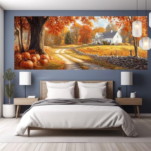 Diamond Painting Erwachsene Groß XXL 110x50cm Diamond Painting Herbst, 5D DIY Malen Nach Zahlen Erwachsene Landschaft,Full Drill Cross Stickerei Bilder Malerei Basteln Kits,Wohnzimmer Zimmer Deko Y508 von clldy