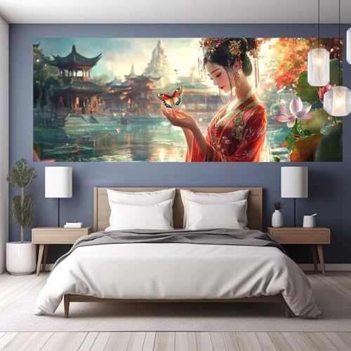 Diamond Painting Erwachsene Groß XXL 110x50cm Diamond Painting Schönheit, 5D DIY Malen Nach Zahlen Erwachsene Blume,Full Drill Cross Stickerei Bilder Malerei Basteln Kits, Wohnzimmer Zimmer Deko Y1238 von clldy