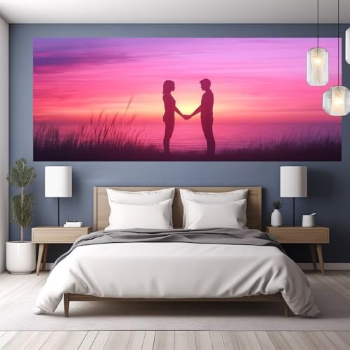 Diamond Painting Erwachsene Groß XXL 130x60cm Diamond Painting Sonnenuntergang, 5D DIY Malen Nach Zahlen Erwachsene Pärchen, Full Drill Cross Stickerei Bilder Malerei Basteln Kits, Zimmer Deko Y1142 von clldy