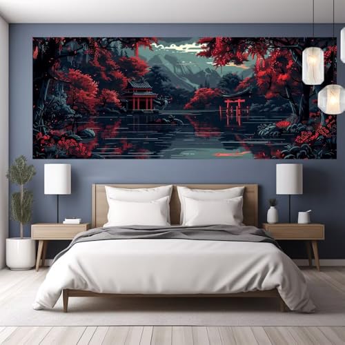 Diamond Painting Erwachsene Groß XXL 150x65cm Diamond Painting Japan, 5D DIY Malen Nach Zahlen Erwachsene Landschaft,Full Drill Cross Stickerei Bilder Malerei Basteln Kits, Wohnzimmer Zimmer Deko Y510 von clldy