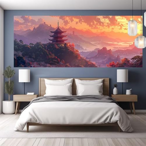 Diamond Painting Erwachsene Groß XXL 160x70cm Diamond Painting Sonnenuntergang, 5D DIY Malen Nach Zahlen Erwachsene Turm, Full Drill Cross Stickerei Bilder Malerei Basteln Kits, Zimmer Deko Y1152 von clldy