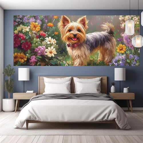 Diamond Painting Erwachsene Groß XXL 180x80cm Diamond Painting Blume, 5D DIY Malen Nach Zahlen Erwachsene Hund, Full Drill Cross Stickerei Bilder Malerei Basteln Kits, Wand Wohnzimmer Zimmer Deko Y904 von clldy