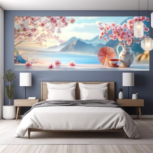 Diamond Painting Erwachsene Groß XXL 180x80cm Diamond Painting Blume, 5D DIY Malen Nach Zahlen Erwachsene See, Full Drill Cross Stickerei Bilder Malerei Basteln Kits, Wand Wohnzimmer Zimmer Deko Y908 von clldy